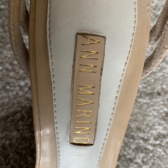 ‘Ann Marino’ Leather Strappy Heels - Tan/Creme - Picture 4 of 4